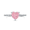 Women's Light Luxury S925 Sterling Silver Ring With Geometric And Heart Shape Electroplated Set With 8A Zircon And High Carbon Diamond