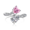Women's Light Luxury S925 Sterling Silver Ring With Geometric And Heart Shape Electroplated Set With 8A Zircon And High Carbon Diamond
