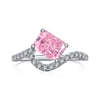 Women's Light Luxury S925 Sterling Silver Ring With Geometric Pattern And Ice Flower Cut 8A Color Zircon Electroplated
