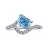 Women's Light Luxury S925 Sterling Silver Ring With Geometric Pattern And Ice Flower Cut 8A Color Zircon Electroplated