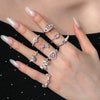 Women's Light Luxury S925 Sterling Silver Ring With Pink Zircon Geometric Crown Heart Flower Bow Wave Ushape Drop Shape Design Electroplated