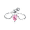 Women's Light Luxury S925 Sterling Silver Ring With Pink Zircon Geometric Crown Heart Flower Bow Wave Ushape Drop Shape Design Electroplated