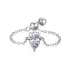 Women's Light Luxury S925 Sterling Silver Ring With Pink Zircon Geometric Crown Heart Flower Bow Wave Ushape Drop Shape Design Electroplated