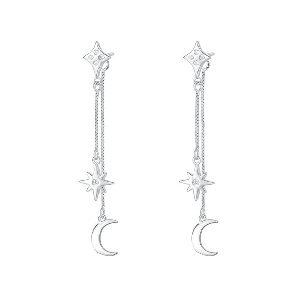 Women's Light Luxury S925 Sterling Silver Star Shape Zircon Earrings