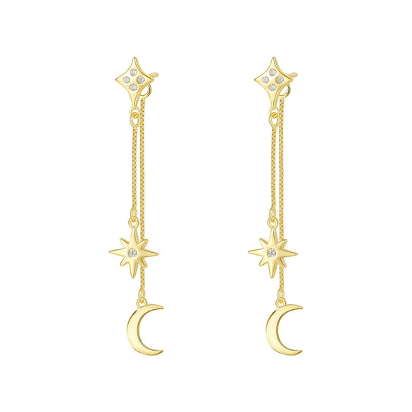 Women's Light Luxury S925 Sterling Silver Star Shape Zircon Earrings