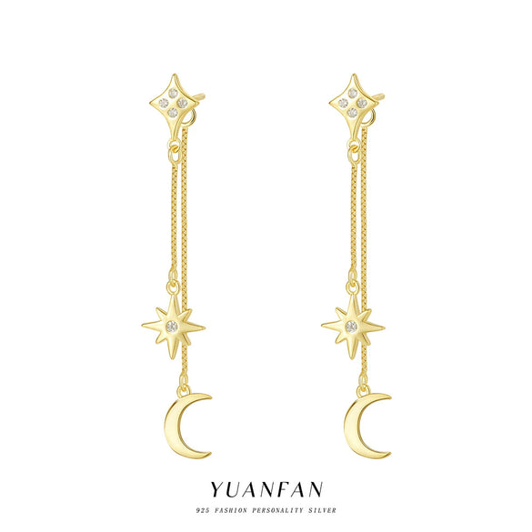 Women's Light Luxury S925 Sterling Silver Star Shape Zircon Earrings