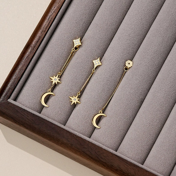 Women's Light Luxury S925 Sterling Silver Star Shape Zircon Earrings