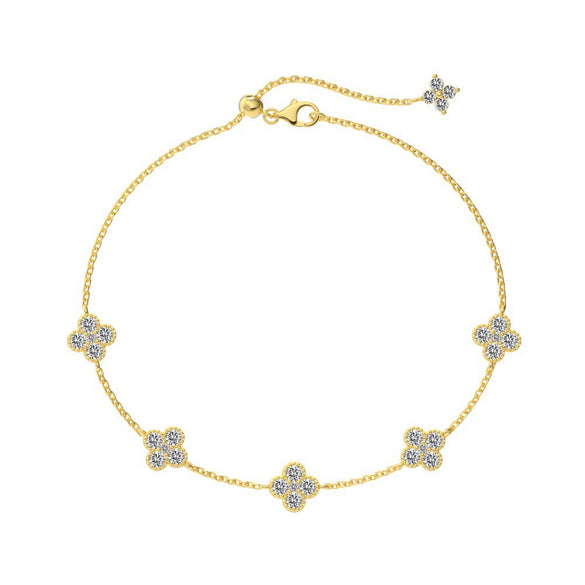 Women's Light Luxury 925 Silver Bracelet With Flower And Four Leaf Clover Geometric Pattern Electroplated