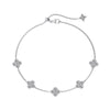 Women's Light Luxury 925 Silver Bracelet With Flower And Four Leaf Clover Geometric Pattern Electroplated