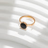 Women's Light Luxury Simple Round Black Shellfish Titanium Steel Ring With Letters Numbers Text Pattern And Electroplating Process