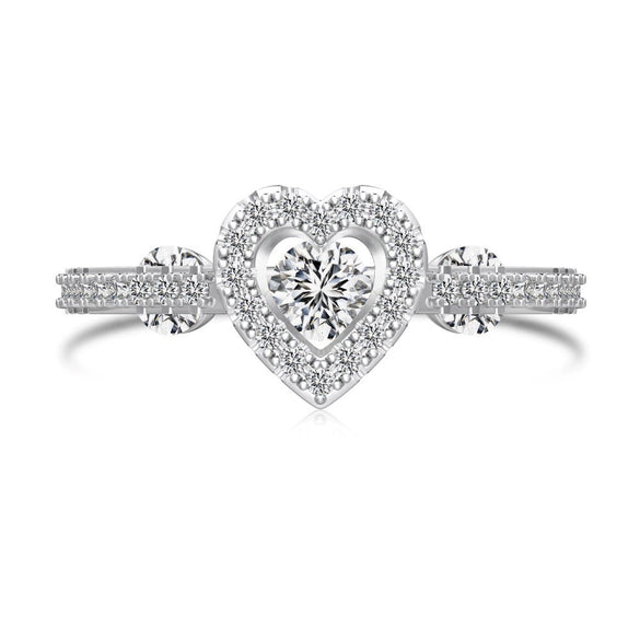 Women's Light Luxury Smart Rotating S925 Sterling Silver Ring Geometric Oval Heartshaped With Zircon Electroplated