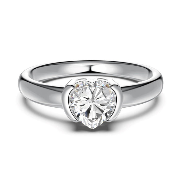 Women's Light Luxury Smart Rotating S925 Sterling Silver Ring Geometric Oval Heartshaped With Zircon Electroplated
