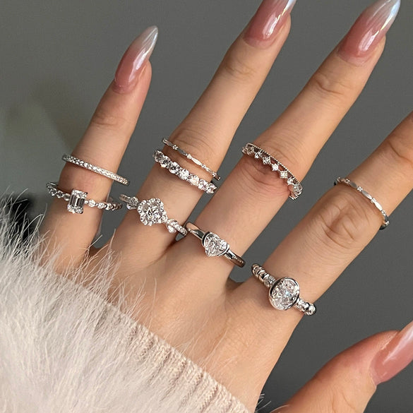 Women's Light Luxury Smart Rotating S925 Sterling Silver Ring Geometric Oval Heartshaped With Zircon Electroplated