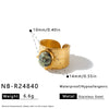 Women's Light Luxury Stainless Steel Adjustable Open Ring With Geometric Shape Natural Stone Look And 18K Vacuum Plated Finish