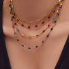 Women's Light Luxury Stainless Steel Electroplated Dopamine Colorblocking Clavicle Necklace And Bracelet Set