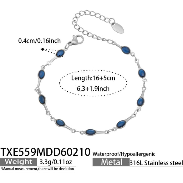 Women's Light Luxury Stainless Steel Electroplated Dopamine Colorblocking Clavicle Necklace And Bracelet Set