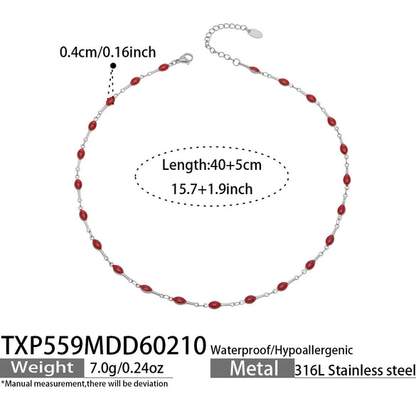 Women's Light Luxury Stainless Steel Electroplated Dopamine Colorblocking Clavicle Necklace And Bracelet Set