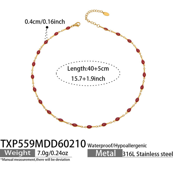 Women's Light Luxury Stainless Steel Electroplated Dopamine Colorblocking Clavicle Necklace And Bracelet Set