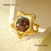 Women's Light Luxury Stainless Steel Fivepointed Star Ring With Natural Stone And Electroplating Treatment