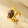 Women's Light Luxury Stainless Steel Fivepointed Star Ring With Natural Stone And Electroplating Treatment