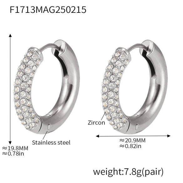 Women's Light Luxury 316L Stainless Steel Geometric Electroplated Circle Zircon Earrings