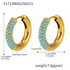 Women's Light Luxury 316L Stainless Steel Geometric Electroplated Circle Zircon Earrings