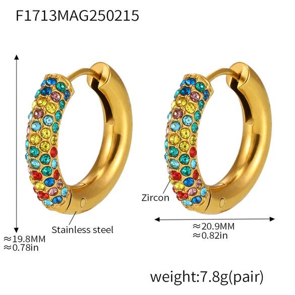 Women's Light Luxury 316L Stainless Steel Geometric Electroplated Circle Zircon Earrings