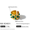 Women's Light Luxury Stainless Steel Geometric Ring With Natural Stone And Pearl Accent 18K Vacuum Plated Non Fading Jewelry