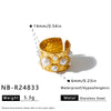 Women's Light Luxury Stainless Steel Geometric Ring With Natural Stone And Pearl Accent 18K Vacuum Plated Non Fading Jewelry