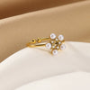 Women's Light Luxury Stainless Steel Imitation Pearl Geometric Ring Set With Diamonds
