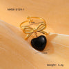 Women's Light Luxury Stainless Steel Ring With Bow Tie And Heart Shape Pattern Electroplated
