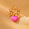 Women's Light Luxury Stainless Steel Ring With Bow Tie And Heart Shape Pattern Electroplated