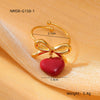 Women's Light Luxury Stainless Steel Ring With Bow Tie And Heart Shape Pattern Electroplated