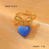 Women's Light Luxury Stainless Steel Ring With Bow Tie And Heart Shape Pattern Electroplated