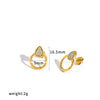 Women's Light Luxury Stainless Steel Stud Earrings With Diamond Set Heart And Geometric Drop Designs In 18K Gold Vacuum Electroplated Finish