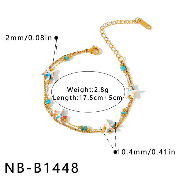 Women's Light Luxury Starfish Pattern Stainless Steel Bracelet With 18K Vacuum Plated Geometric Design