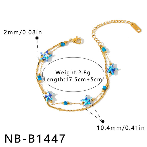 Women's Light Luxury Starfish Pattern Stainless Steel Bracelet With 18K Vacuum Plated Geometric Design