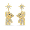 Women's Light Luxury 925 Sterling Silver Animal Bear Pierced Earrings With Electroplating