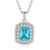 Women's Light Luxury 925 Sterling Silver Aquamarine Geometric Pattern Diamond Cultivation Cross Chain Necklace