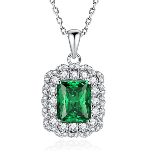 Women's Light Luxury 925 Sterling Silver Aquamarine Geometric Pattern Diamond Cultivation Cross Chain Necklace
