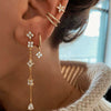 Women's Light Luxury Style Copper Plated With Real Gold Geometric And Flower Pattern Zirconia Earrings
