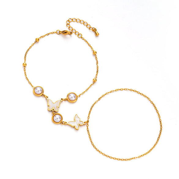 Women's Light Luxury Style Flower Titanium Steel Electroplated Bracelet