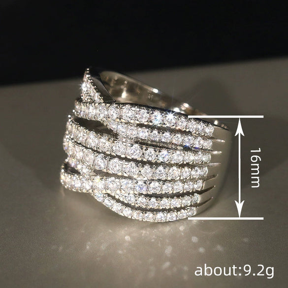Women's Light Luxury Style Geometric Copper Ring With Zirconia Design