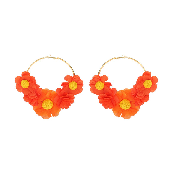 Women's Light Luxury Style Handmade Knitting Flower Pattern Alloy And Stainless Steel Earrings