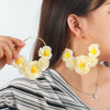 Women's Light Luxury Style Handmade Knitting Flower Pattern Alloy And Stainless Steel Earrings