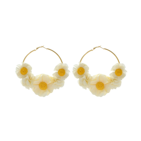 Women's Light Luxury Style Handmade Knitting Flower Pattern Alloy And Stainless Steel Earrings