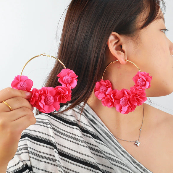 Women's Light Luxury Style Handmade Knitting Flower Pattern Alloy And Stainless Steel Earrings