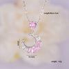 Women's Light Luxury Style Heart Shape Copper Necklace With Mixed Gemstone Setting And Electroplating O Chain