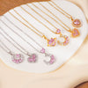 Women's Light Luxury Style Heart Shape Copper Necklace With Mixed Gemstone Setting And Electroplating O Chain