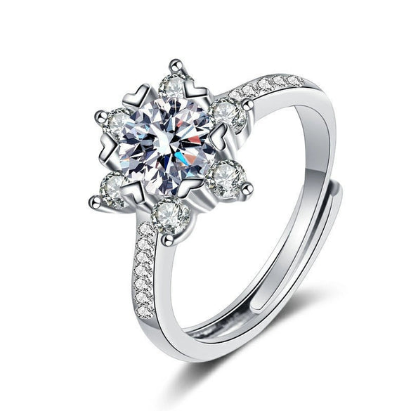 Women's Light Luxury Style Moissanite Ring S925 Sterling Silver Geometric Micropaved